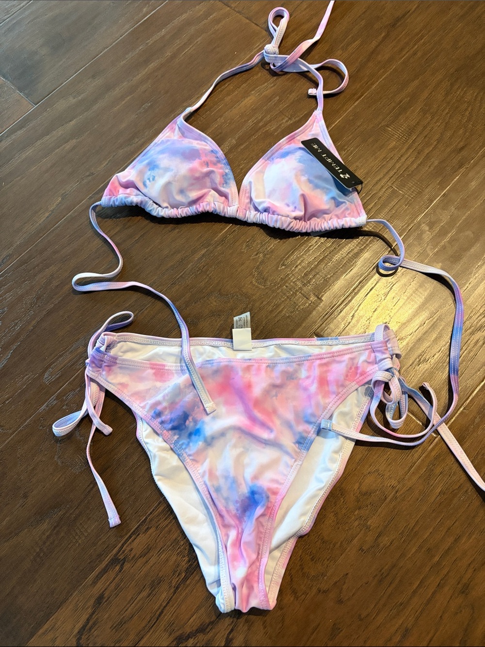 Girls' Pastel Pink & Blue Tie-Dye Two-Piece Bikini - Unbranded